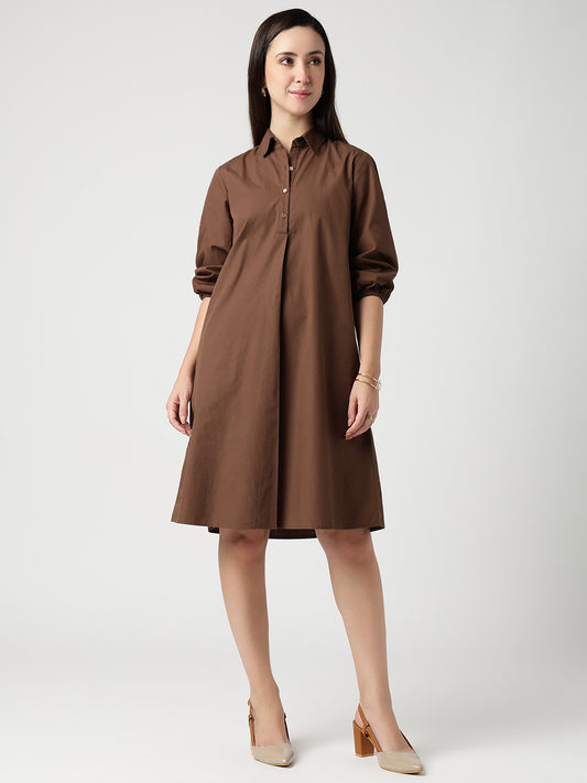 Statement Buttoned Shirt Dress