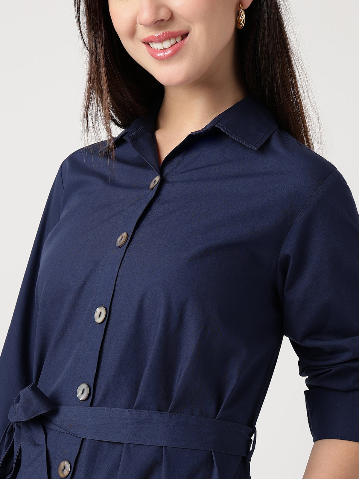 100% Cotton Navy Shirt Dress