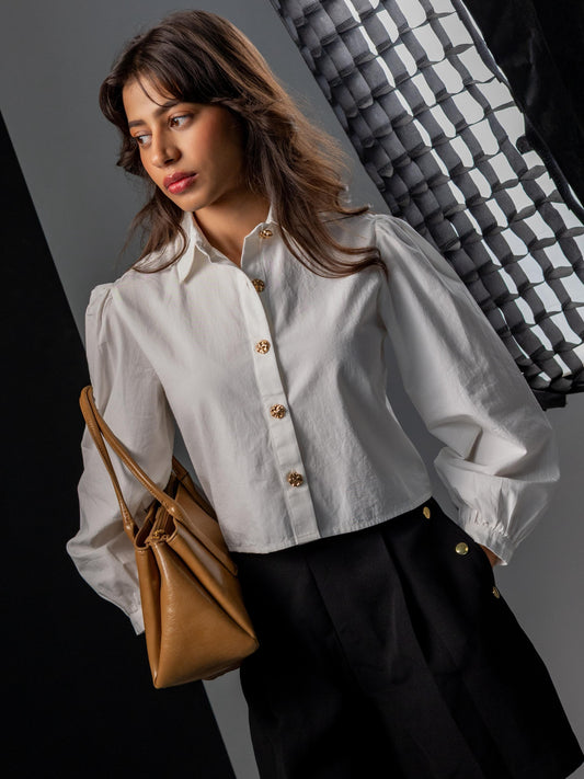 Iconic 100% Cotton Cropped Shirt