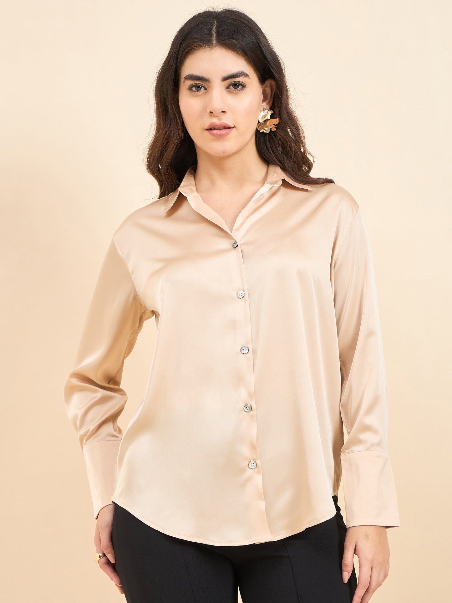 Beige Premium Satin Wear Shirt