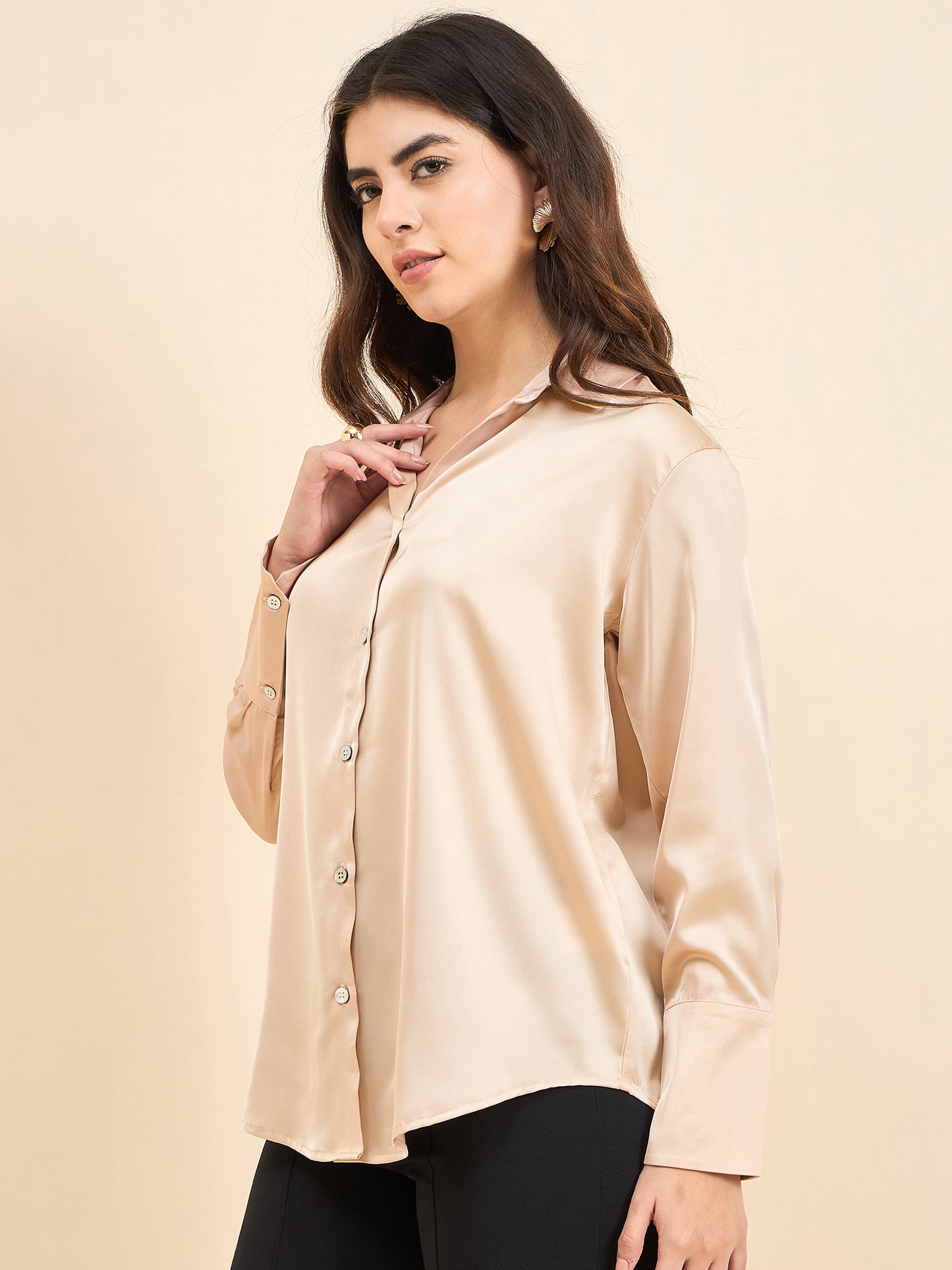 Beige Premium Satin Wear Shirt