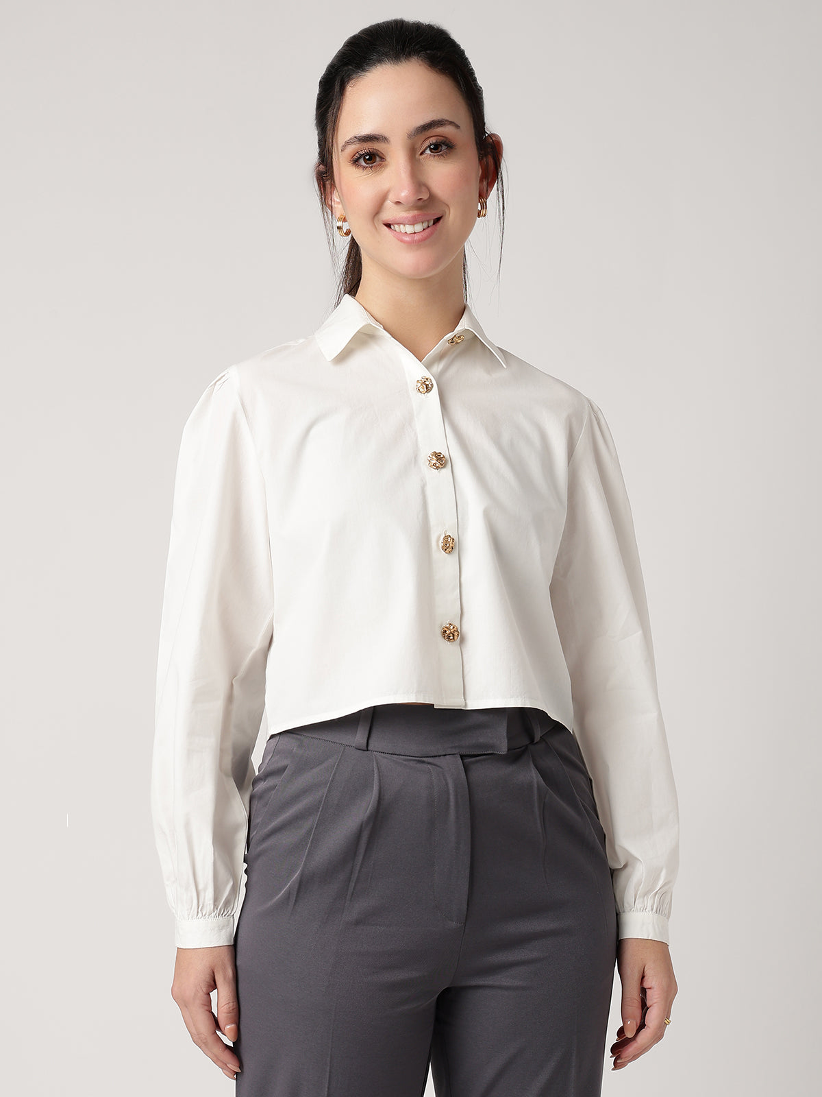 Iconic 100% Cotton Cropped Shirt
