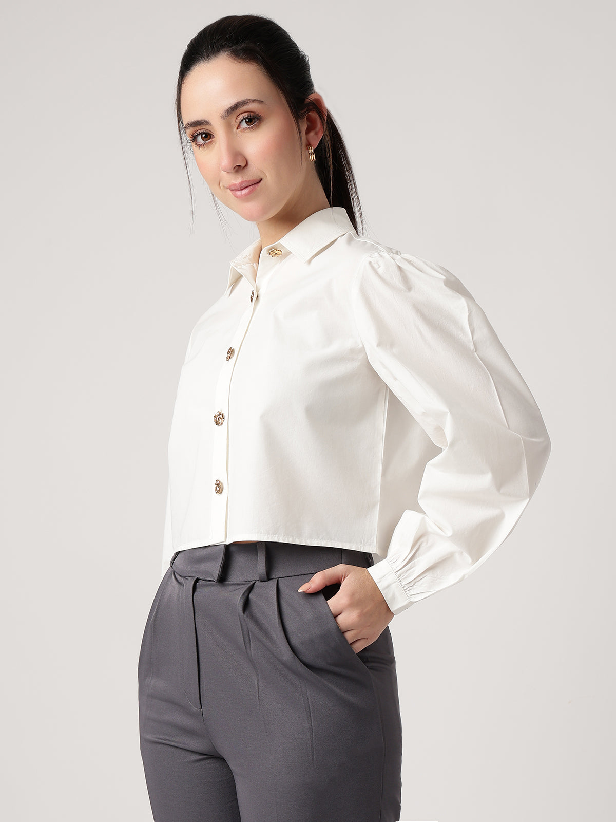 Iconic 100% Cotton Cropped Shirt