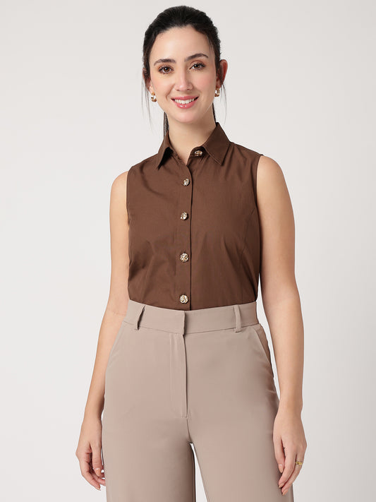 100% Cotton Statement Sleeveless Shirt