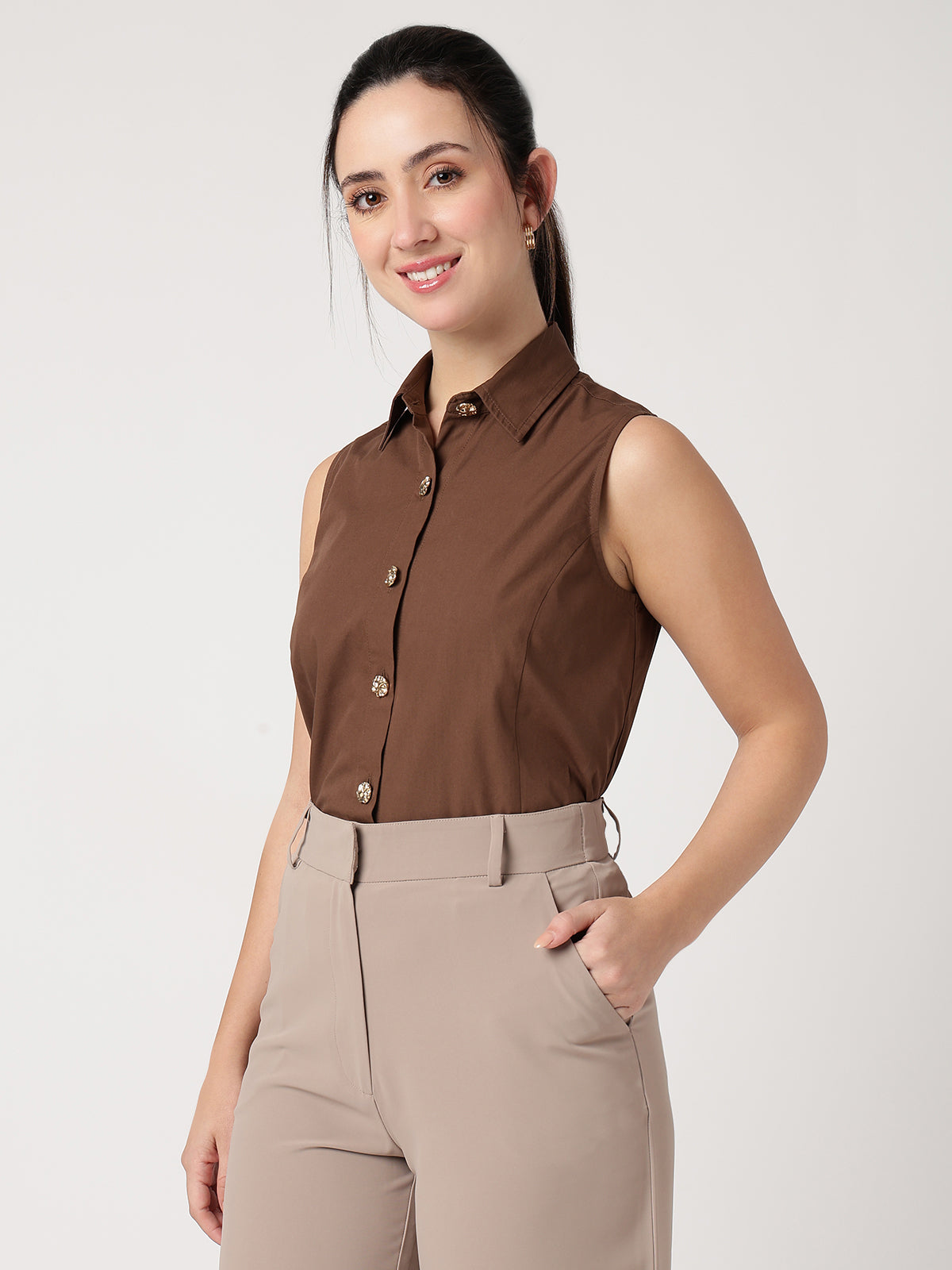 100% Cotton Statement Sleeveless Shirt