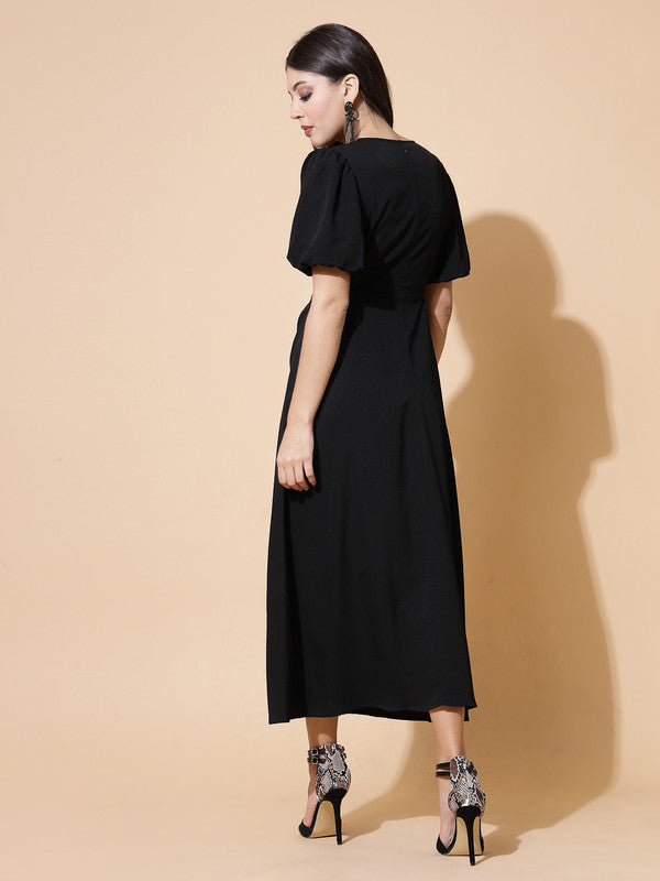 Odour Control V Neck A Line Midi Dress For Women