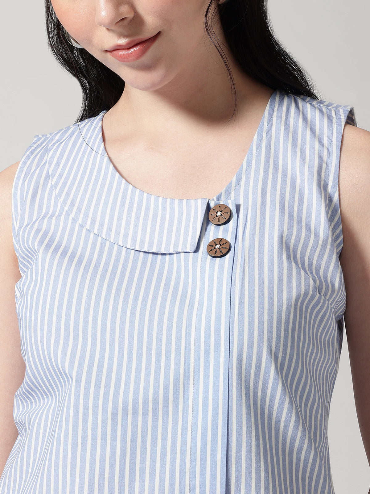 Blue Stripe Flat Collar Top