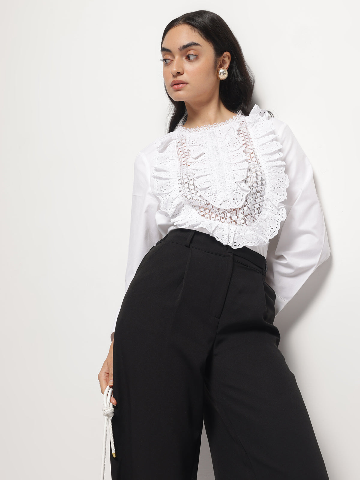 BLACK FLARED TROUSERS