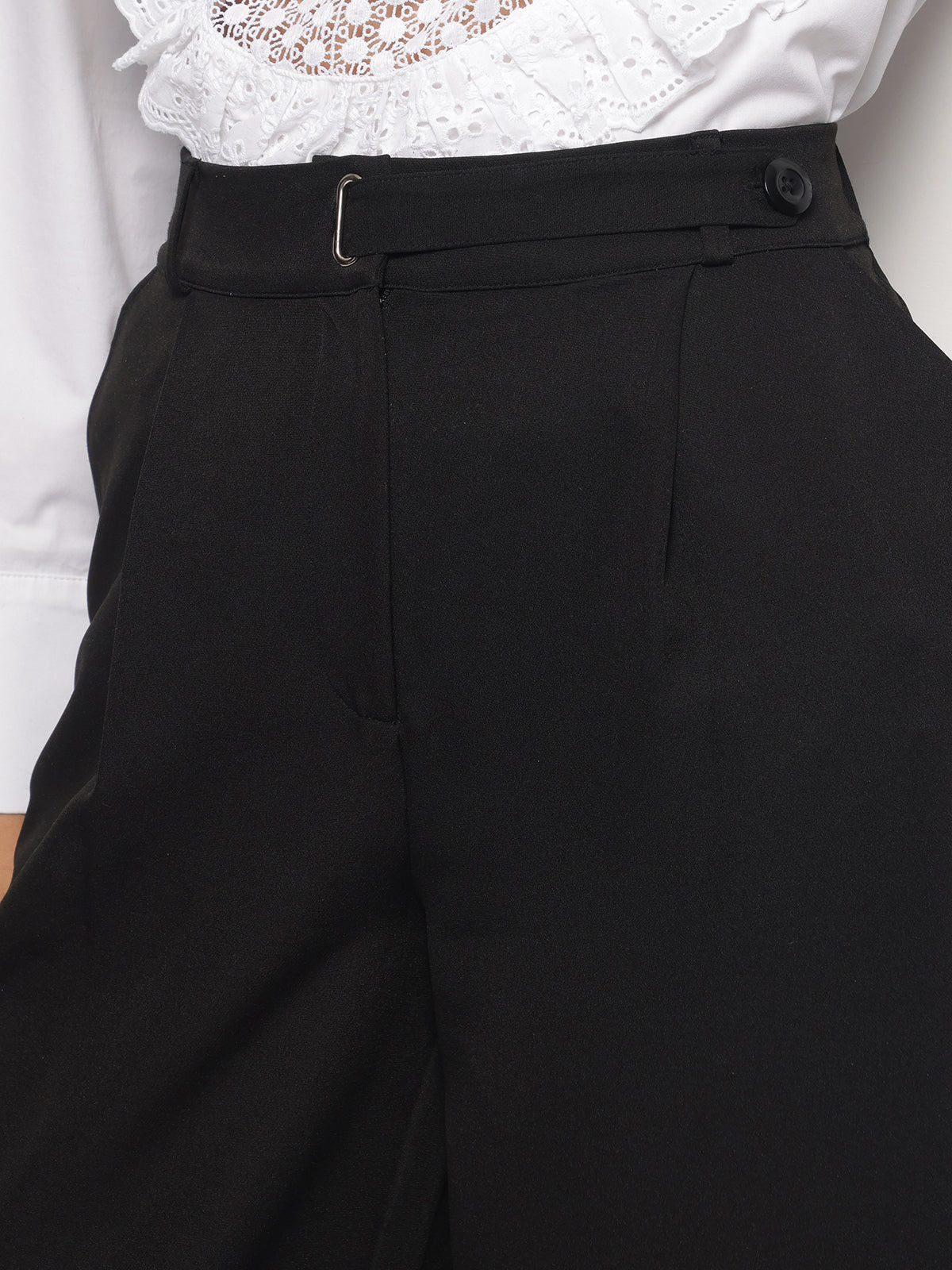 BLACK FLARED TROUSERS