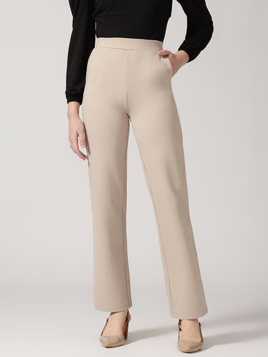 Ivory Slip On Wide Leg Trouser