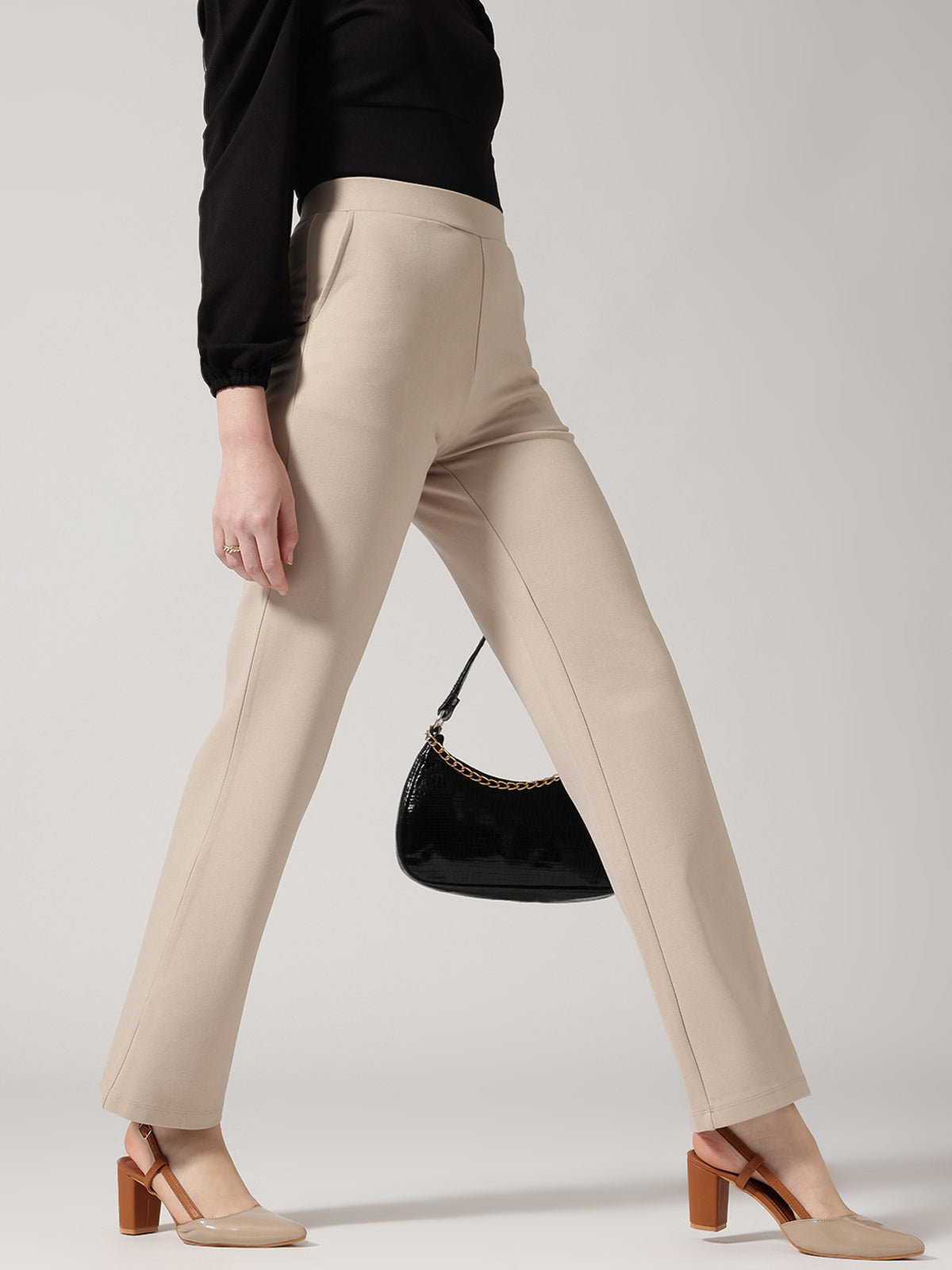 Ivory Slip On Wide Leg Trouser