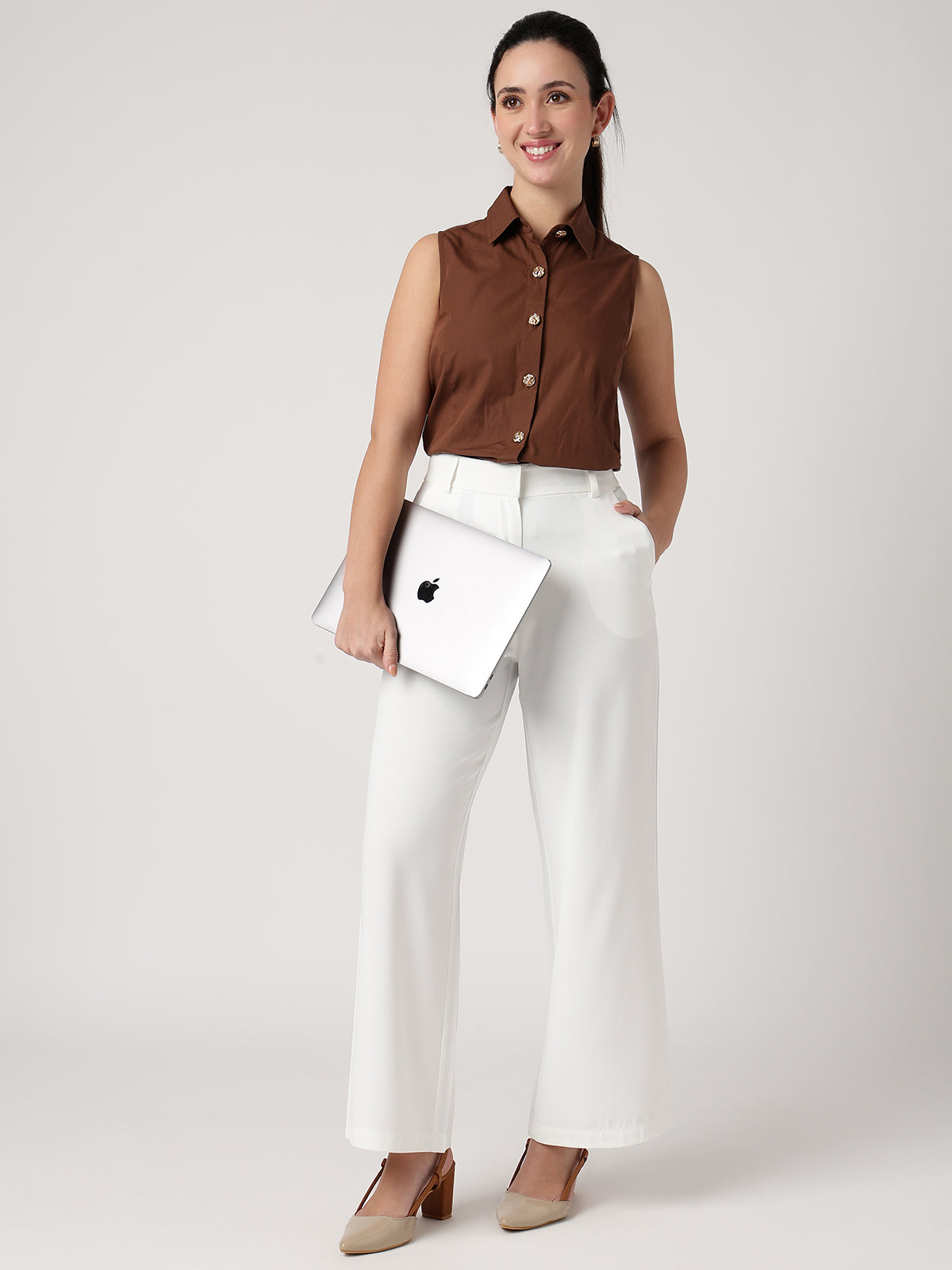 BreezeFlow White Wide Leg Pants