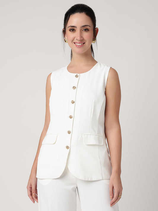 White Tailored Waistcoat
