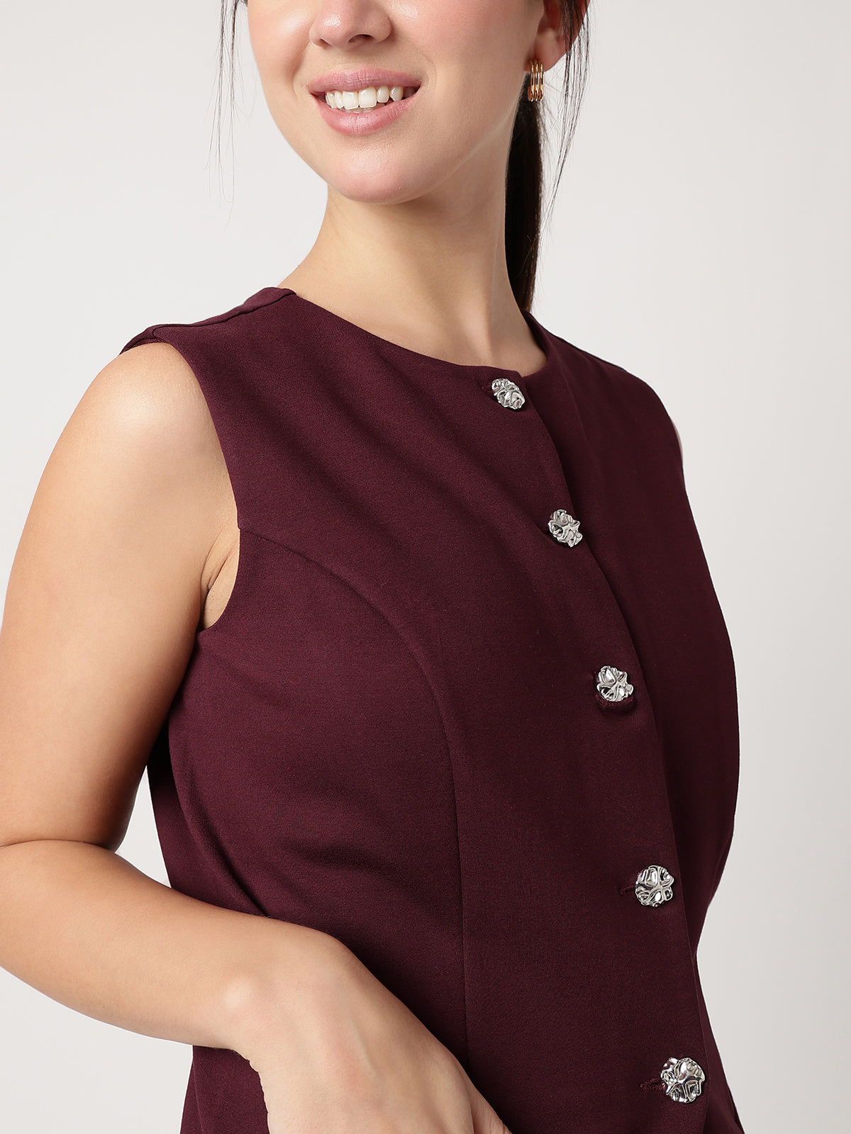 Statement Buttoned Wine Waistcoat