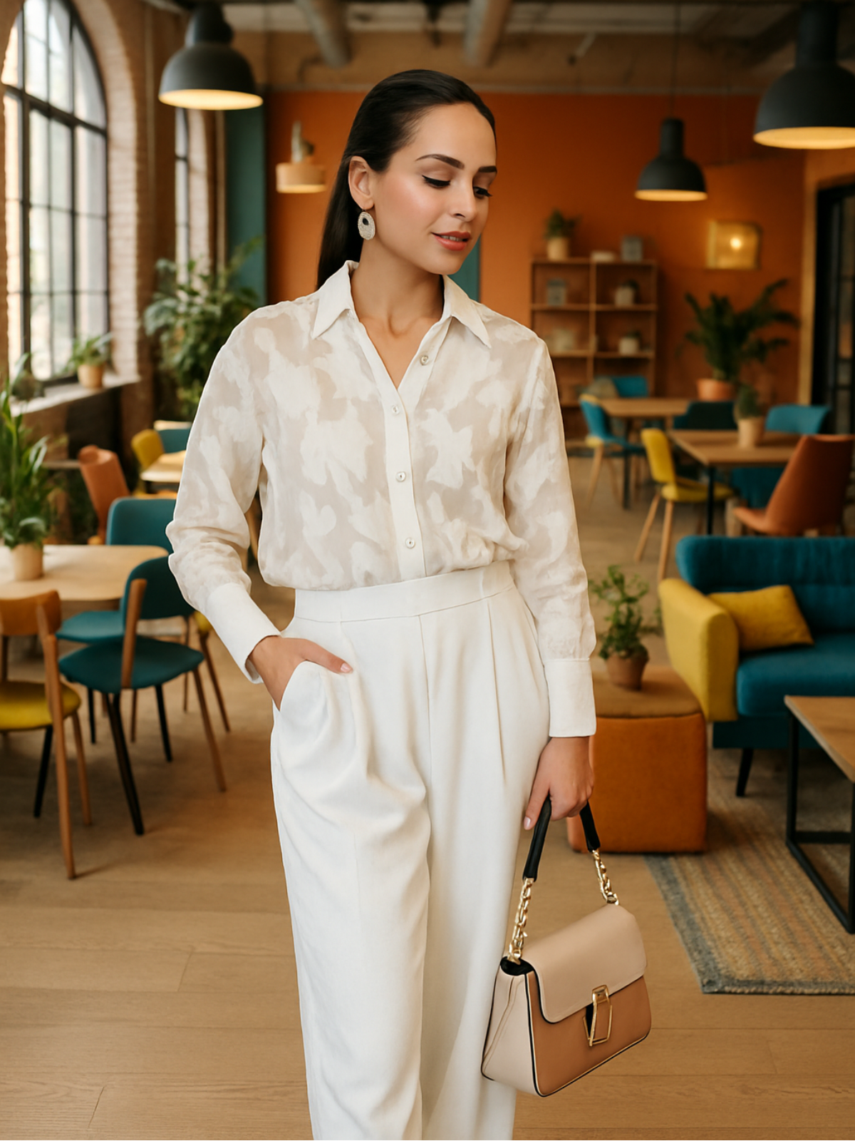 Off White Jacquard Shirt