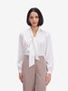 Luxe White Tie-Up Neck Satin Top