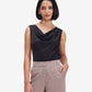 Lustrous Black Cowl Neck Satin Top