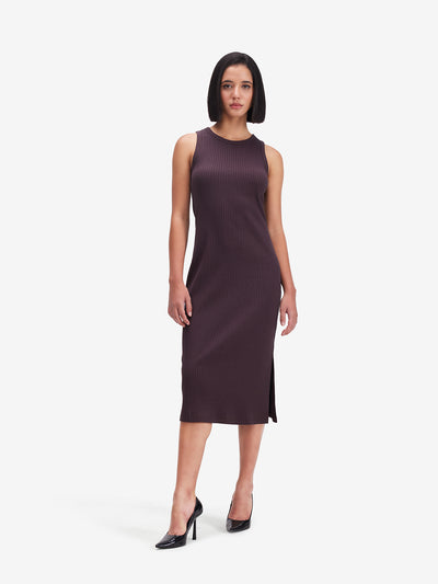 Brown Slit Midi Dress