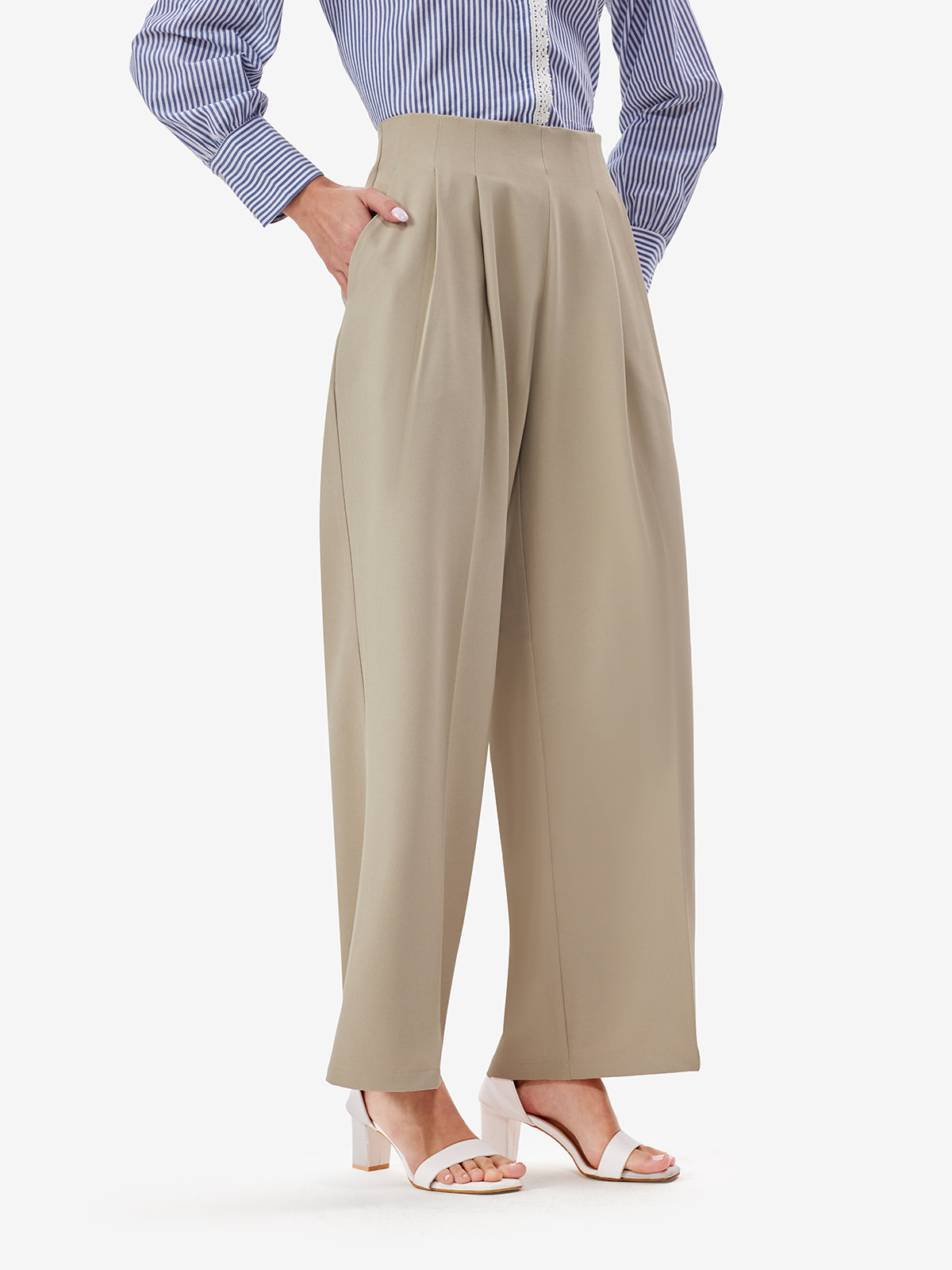 High-Waist Wide Leg Korean Pants