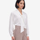 Luxe White Tie-Up Neck Satin Top