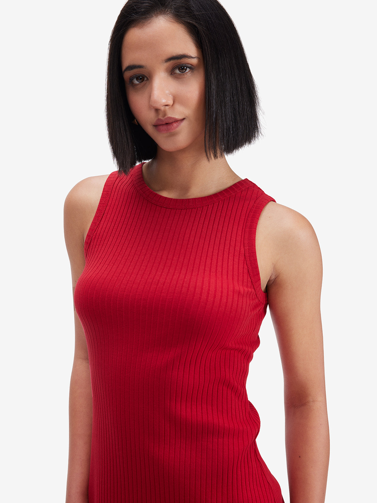 Red Side Slit Midi Dress