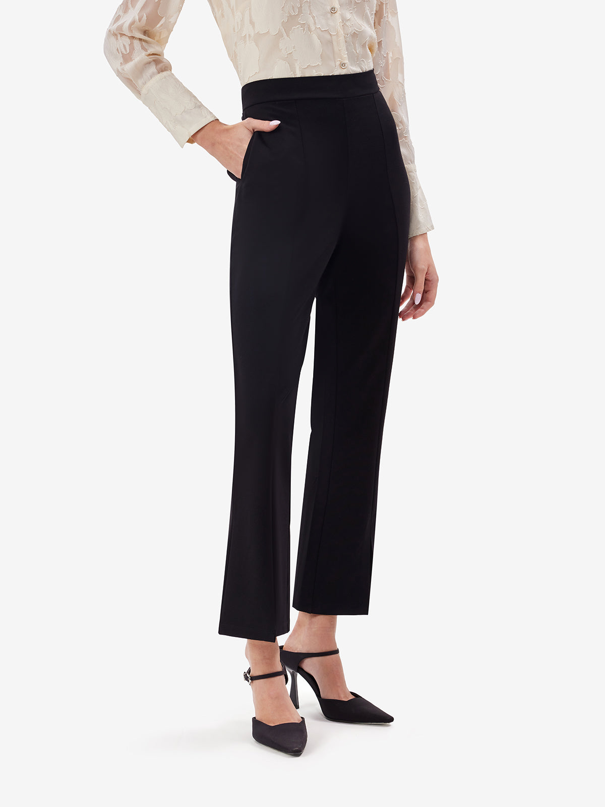 Flared Trousers with Front Slit