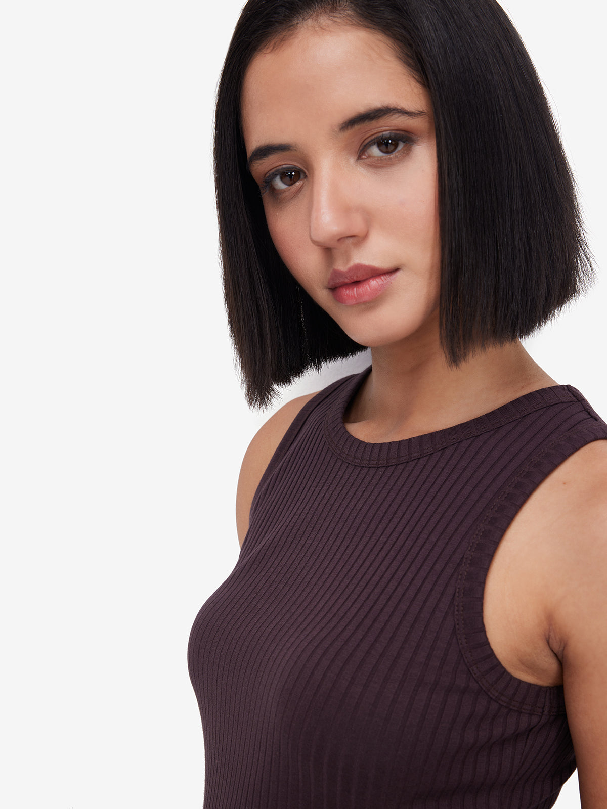 Brown Side Slit Midi Dress