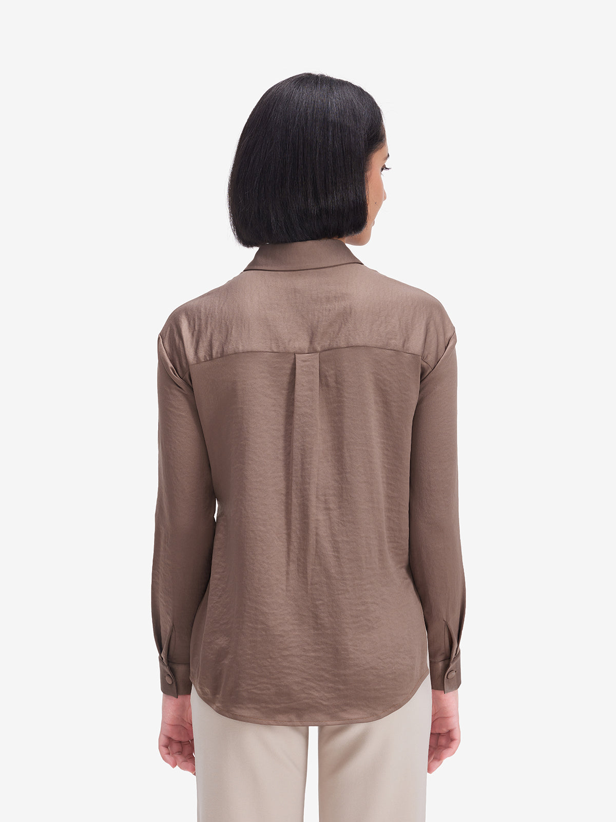 Brown Side Knot Detail Styling Shirt