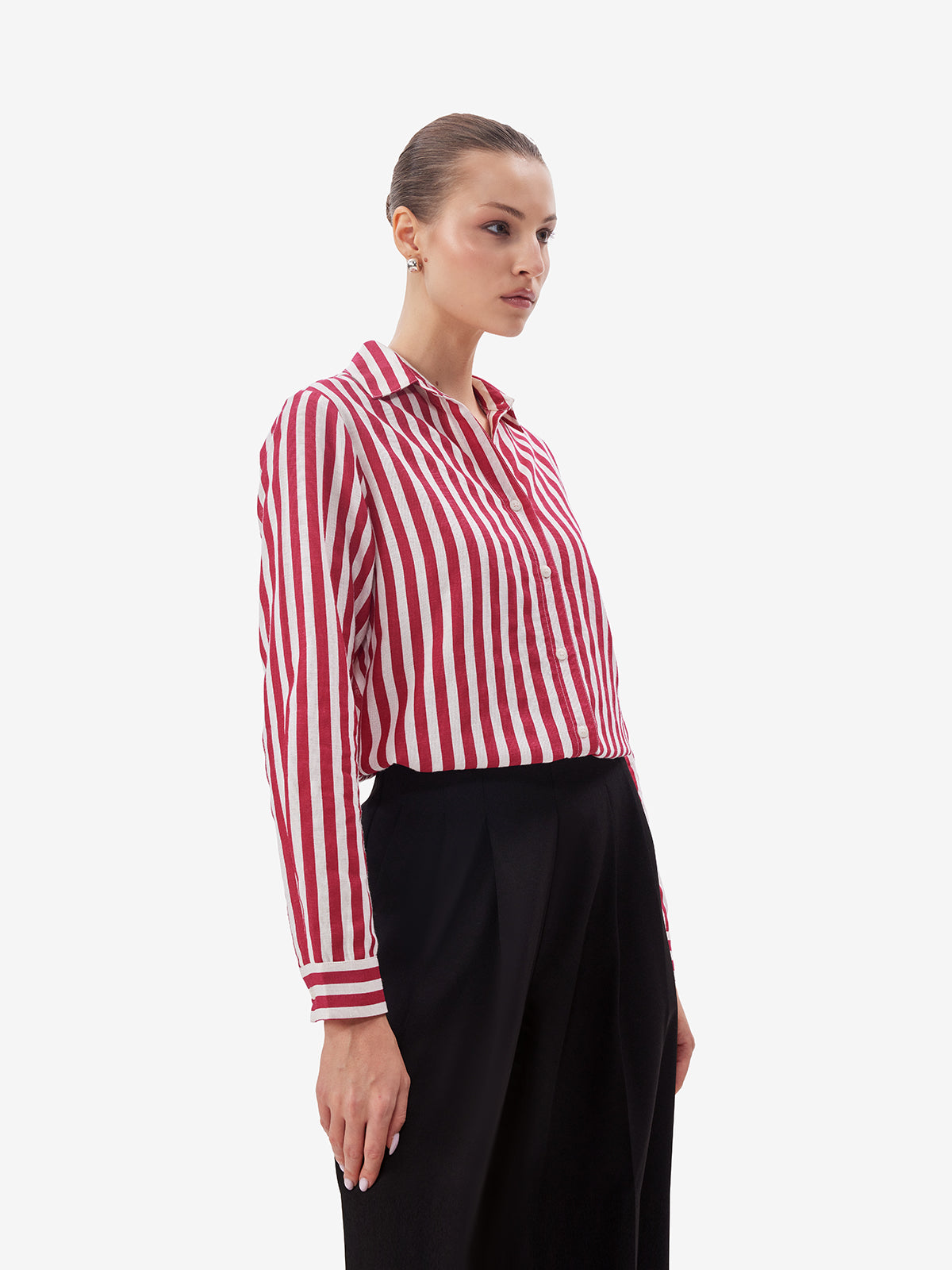 Red & White Vertical Striped Shirt