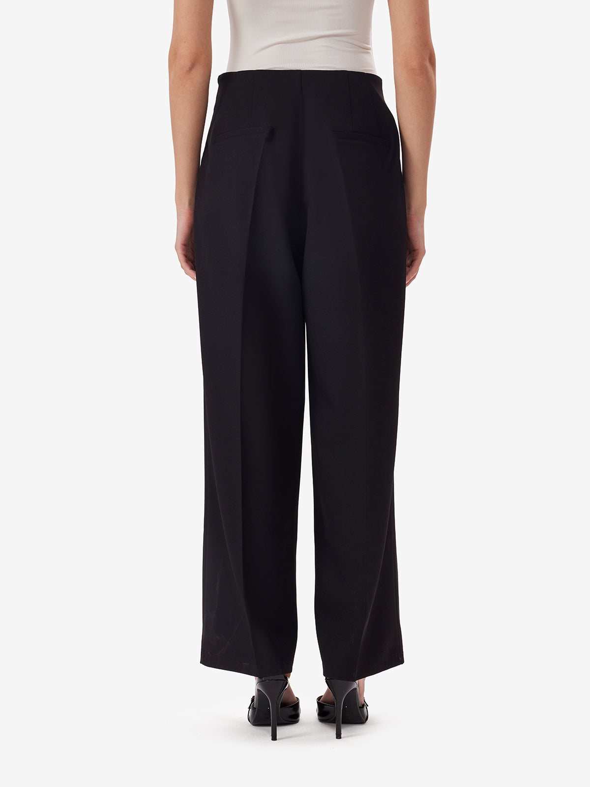 Black High-Waist Wide Leg Korean Pants