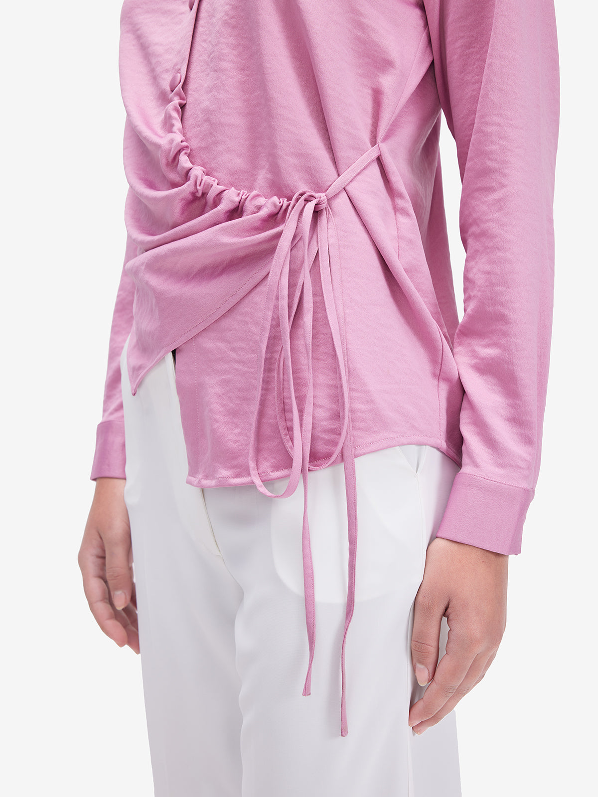 Pink Side Knot Detail Styling Shirt