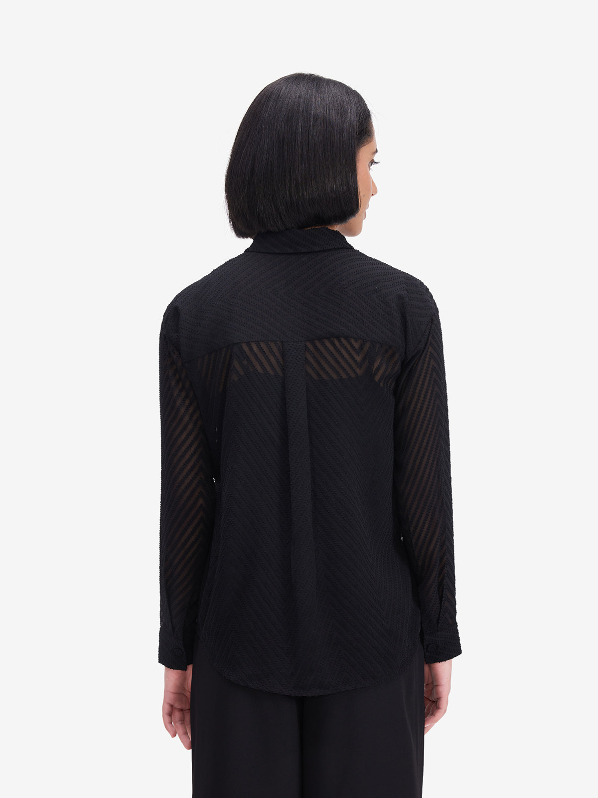 Black Sheer Shirt with Side Knot Detail