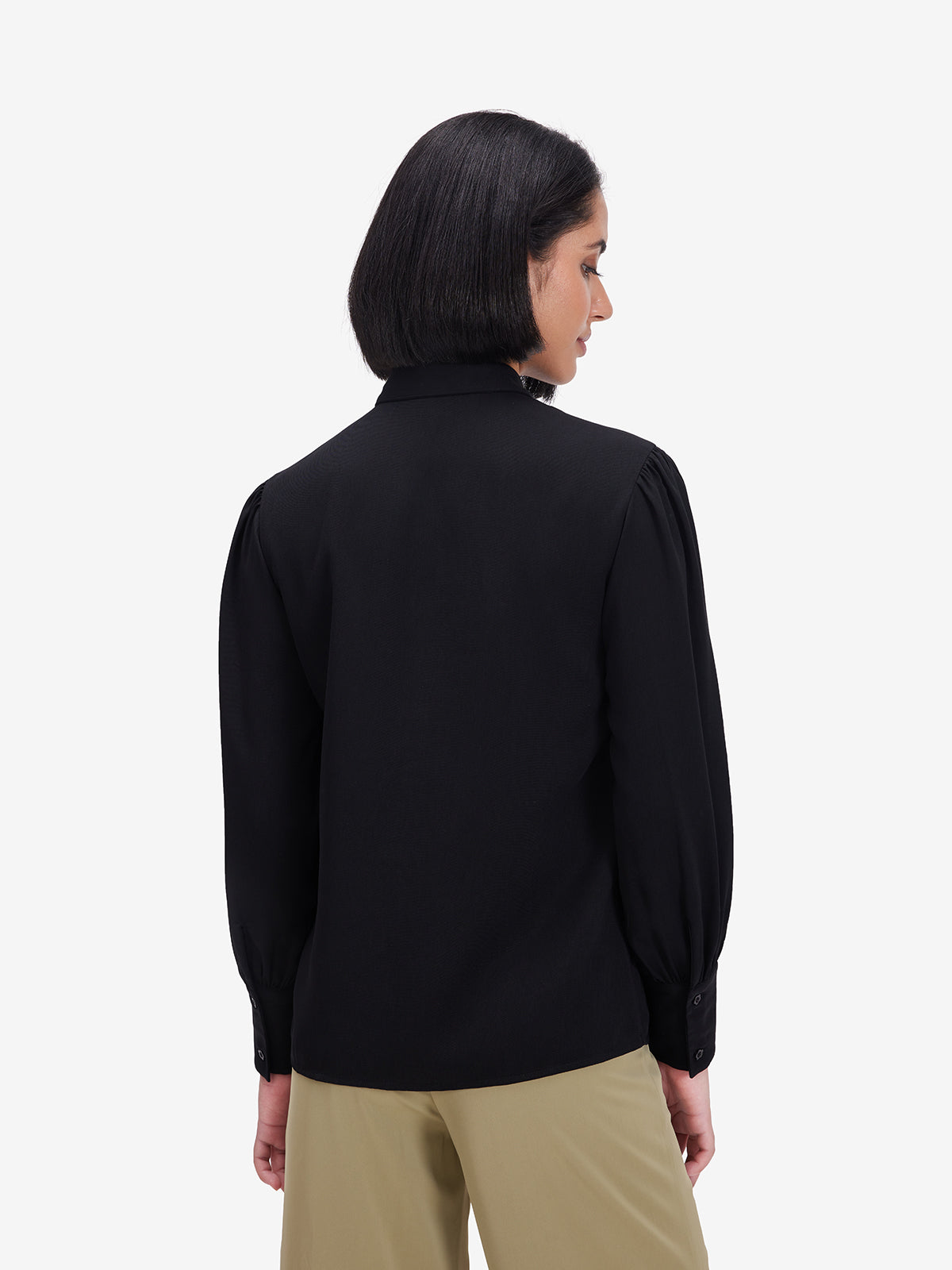 Luxe Black Floral Embroidered Shirt