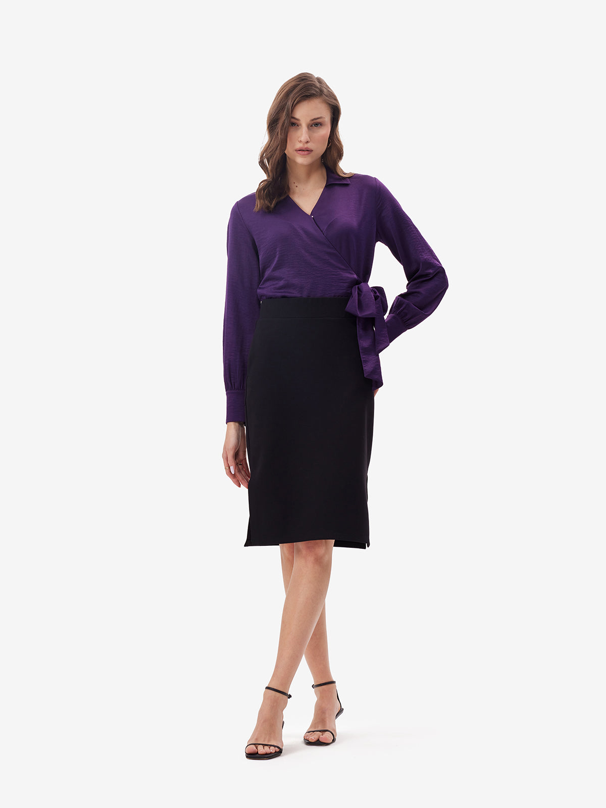 V-Neck Wrap Top with Side Knot Detail