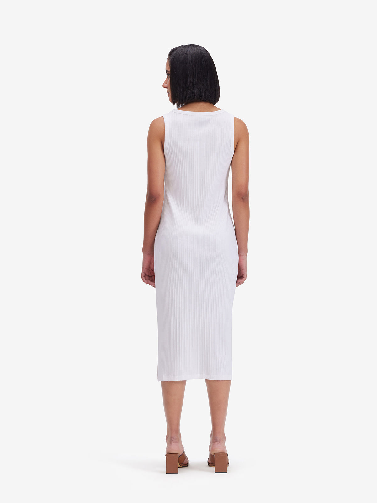 White Side Slit Midi Dress