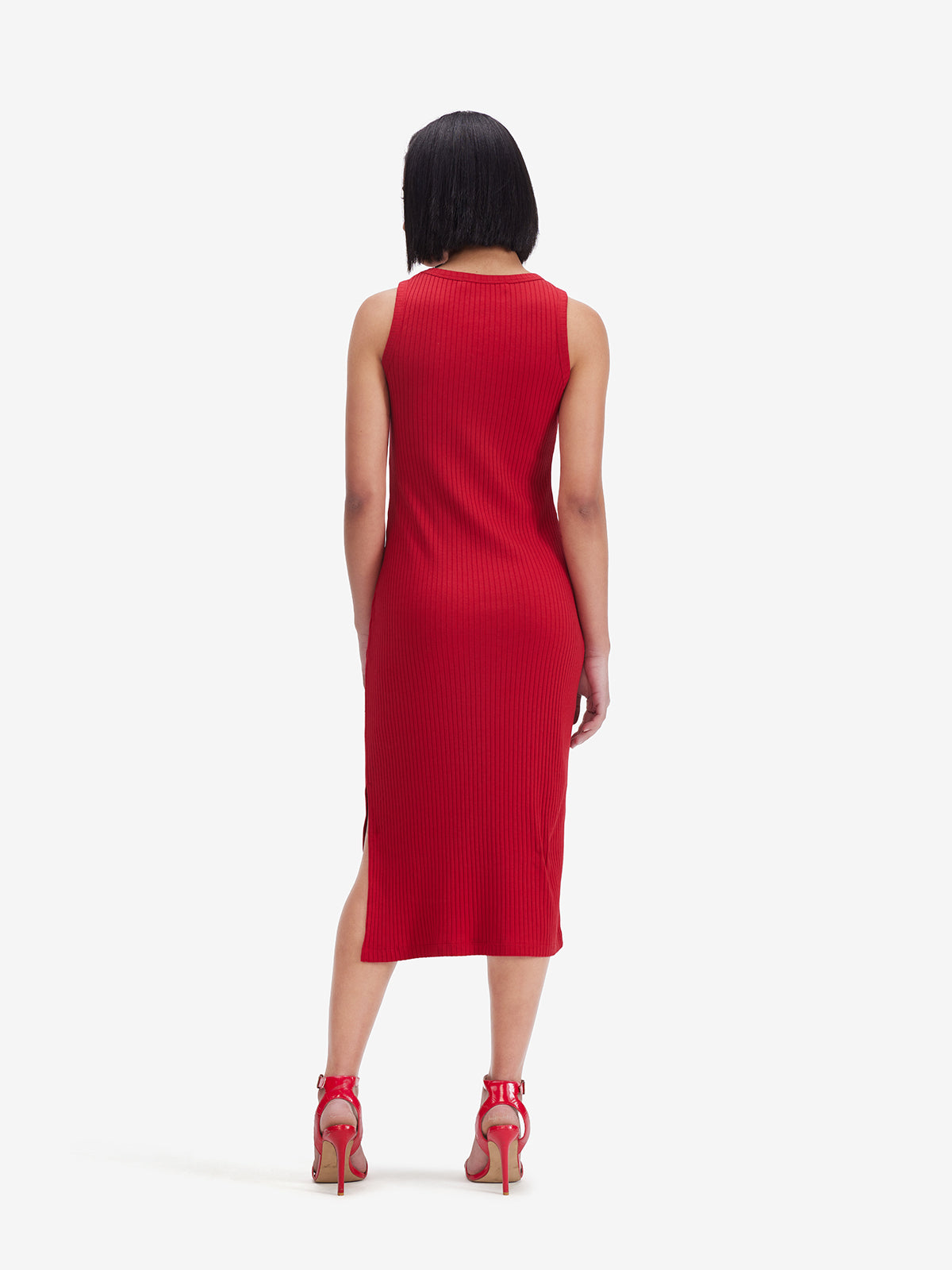Red Side Slit Midi Dress