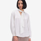 Luxe White Tie-Up Neck Satin Top