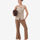 Khaki Flared Trousers with Front Slit