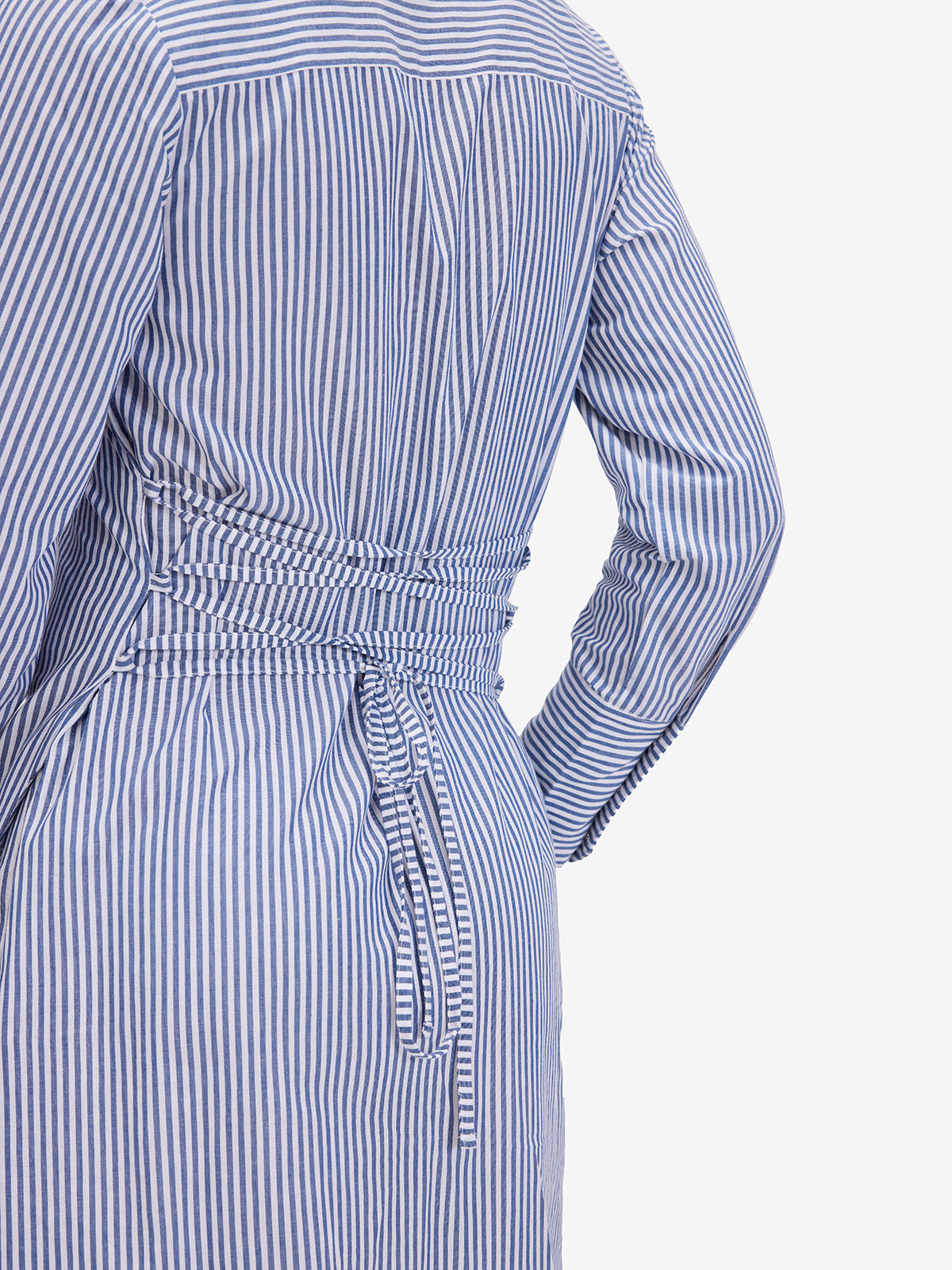 Blue & White Striped Tie-Back Shirt Dress