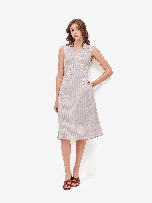 Formal Striped Midi Dress