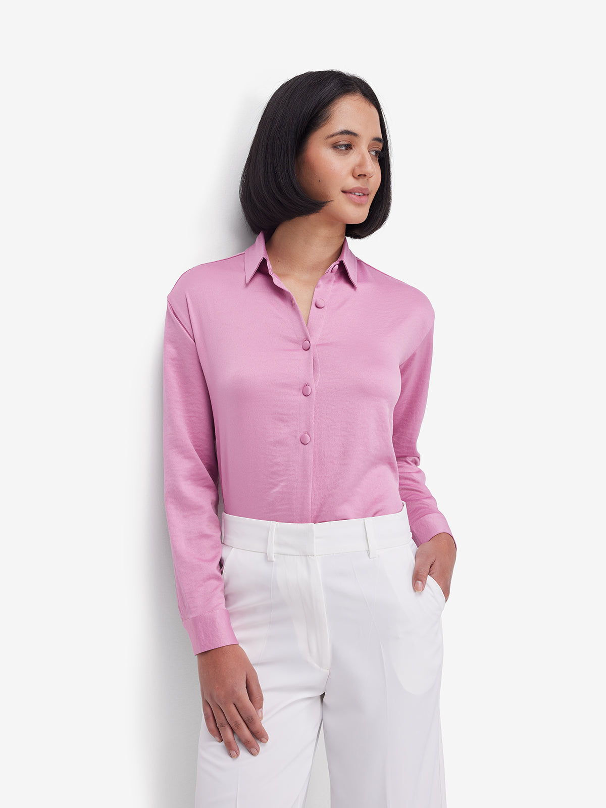 Pink Side Knot Detail Styling Shirt