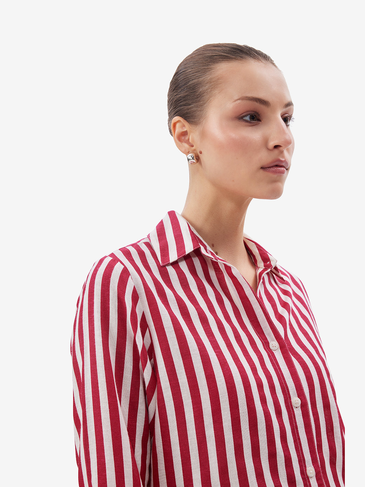 Red & White Vertical Striped Shirt