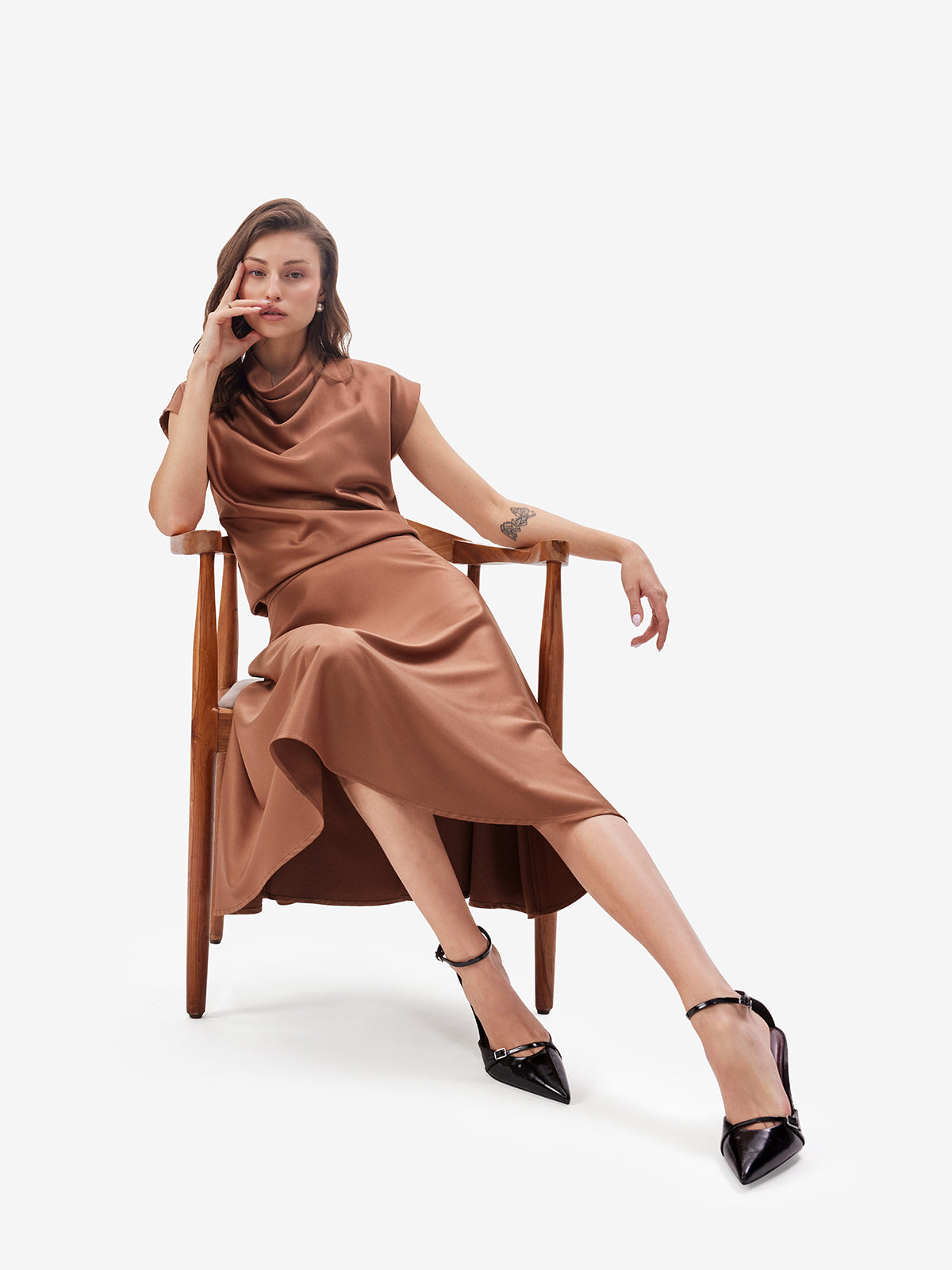 Luxe Satin Cowl Neck Top