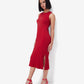 Red Side Slit Midi Dress