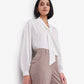 Luxe White Tie-Up Neck Satin Top