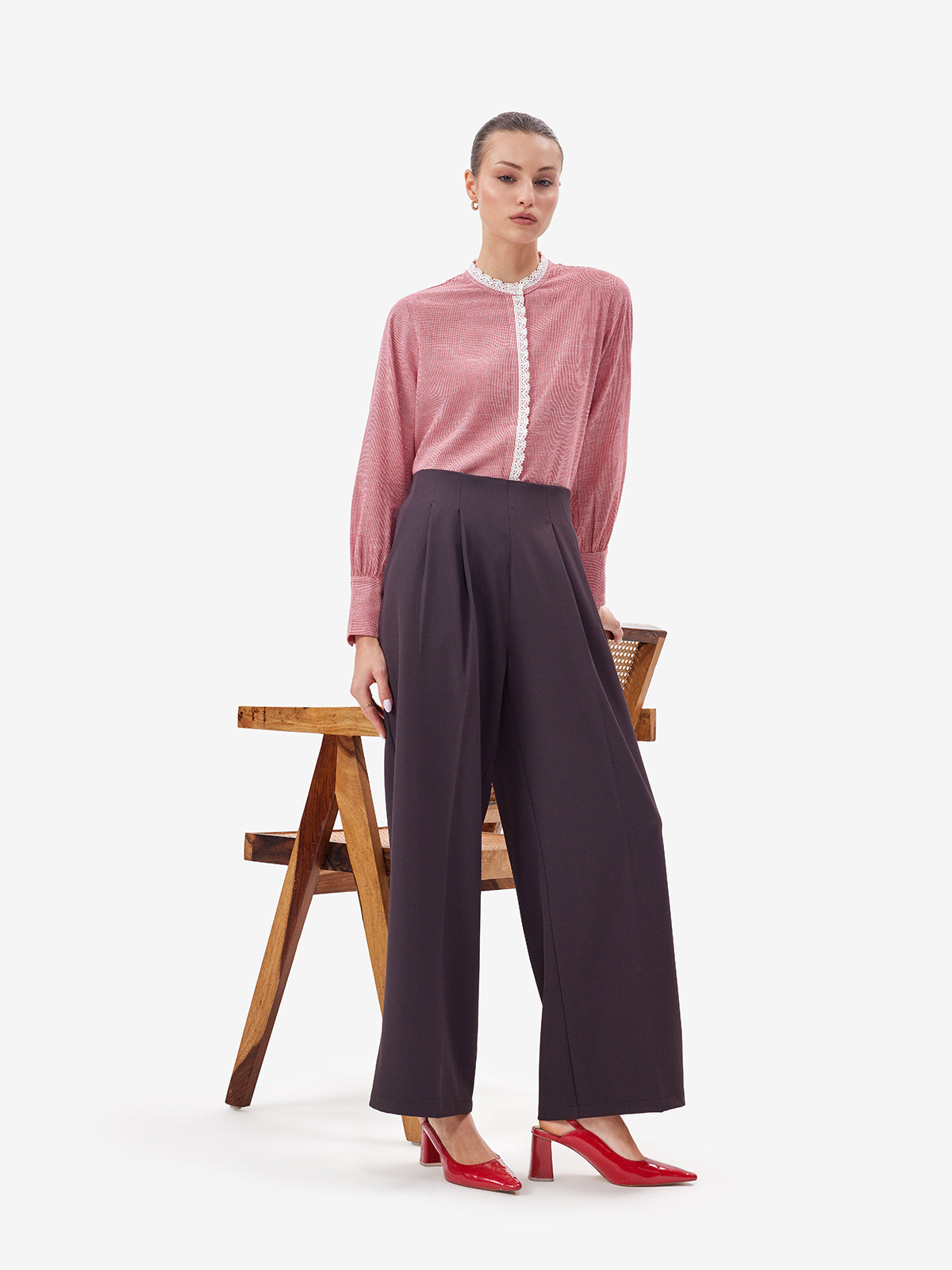 High-Waist Wide Leg Korean Pants