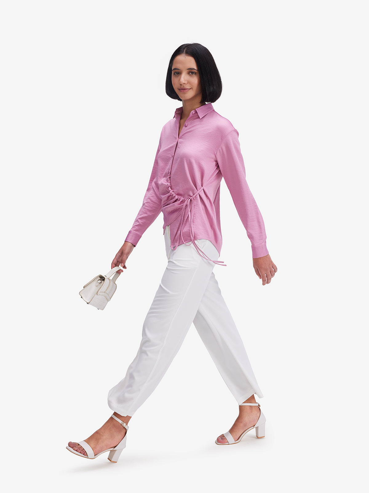 Pink Side Knot Detail Styling Shirt