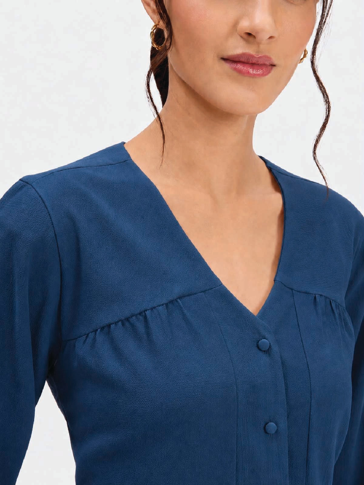 Blue V-Neck Top
