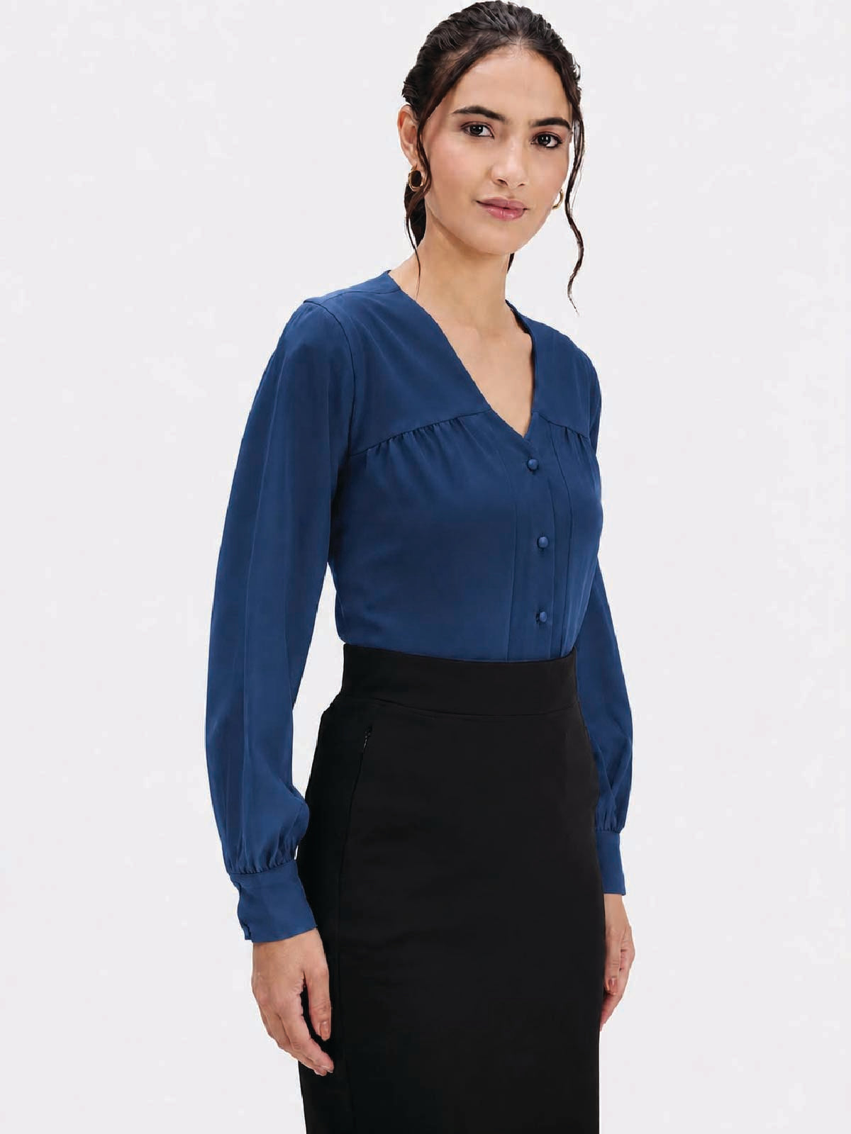 Blue V-Neck Top