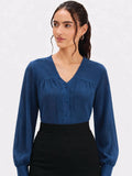 Blue V-Neck Top